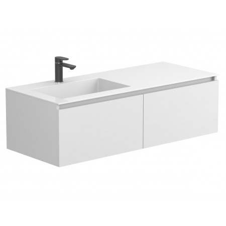 Тумба підвісна BASE Біла матова для умивальника ERICA 1200 L Miraggio