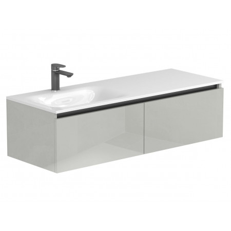 Тумба підвісна BASE Сіра глянцева для умивальника JESSEL 1200 L Miraggio
