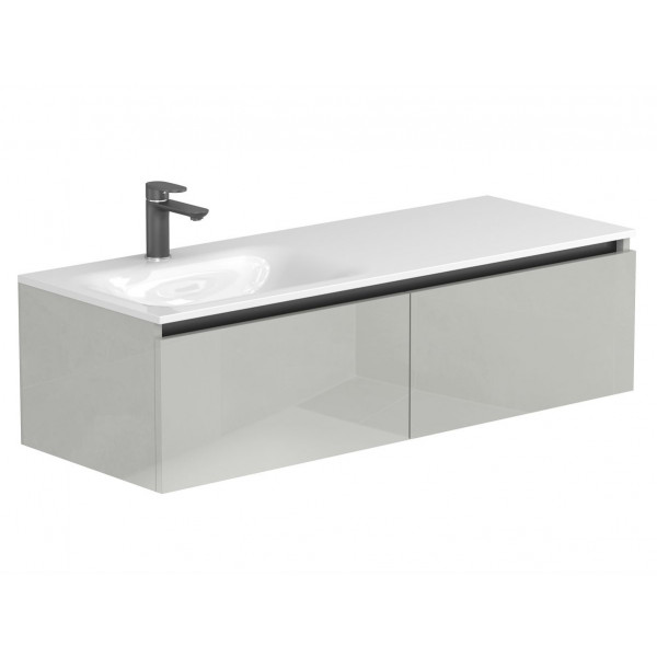 Тумба підвісна BASE Сіра глянцева для умивальника JESSEL 1200 L Miraggio