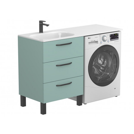 Тумба підлогова TESSA Зелена з умивальником LAKE 1250 L Miraggio