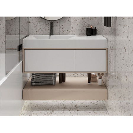 Тумба підвісна DUO Кашемір з умивальником VIOLA 1000 L Miraggio