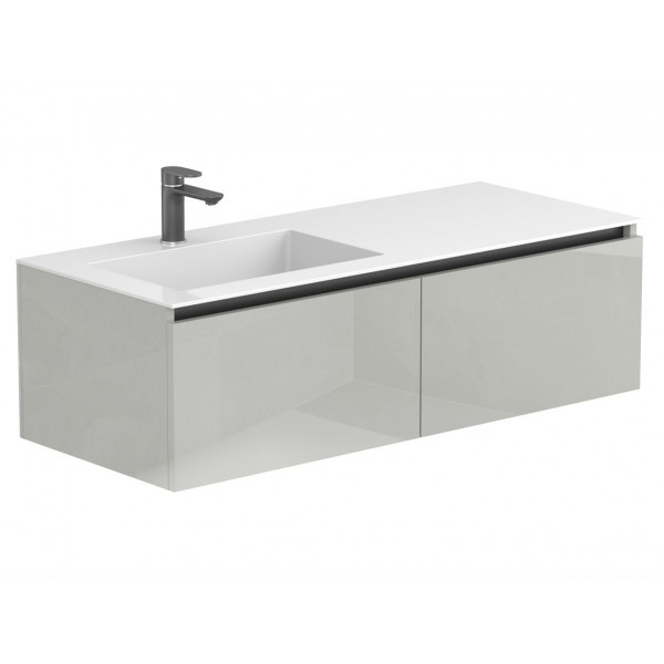 Тумба підвісна BASE Сіра глянцева для умивальника ERICA 1200 L Miraggio