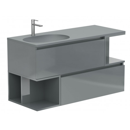 Тумба підвісна URBAN Сіра глянцева з умивальником NEW YORK 1200 L Miraggio