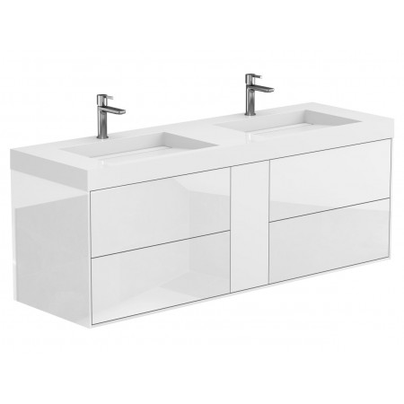 Тумба підвісна SPACE Біла глянцева для умивальника AGNESS 1500 Miraggio