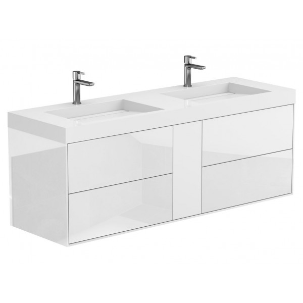 Тумба підвісна SPACE Біла глянцева для умивальника AGNESS 1500 Miraggio