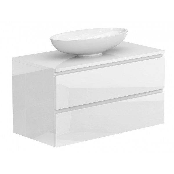 Тумба підвісна MONO 900 Біла глянцева з умивальником NICE Miraggio