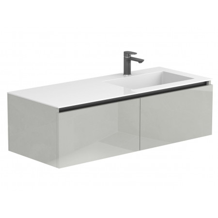 Тумба підвісна BASE Сіра глянцева для умивальника ERICA 1200 R Miraggio