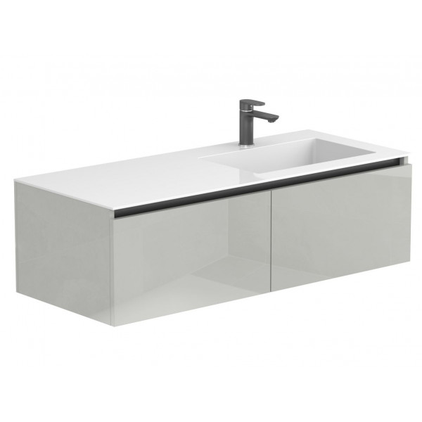 Тумба підвісна BASE Сіра глянцева для умивальника ERICA 1200 R Miraggio