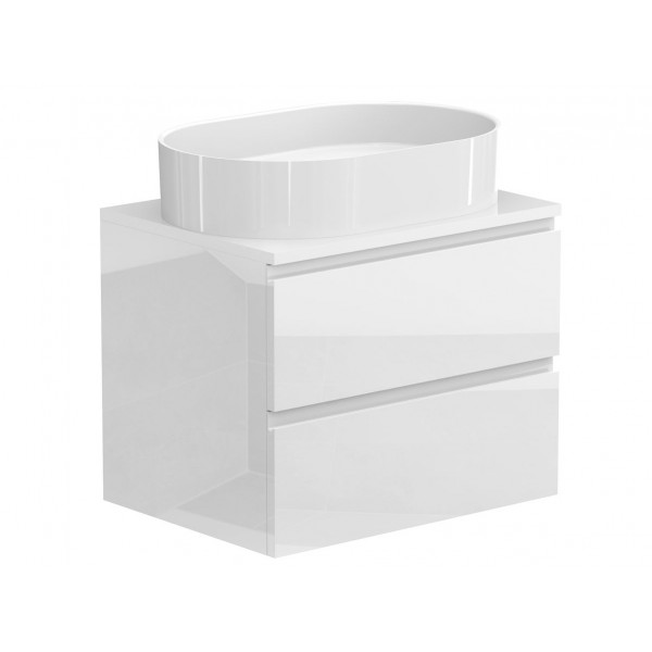 Тумба підвісна MONO 600 Біла глянцева з умивальником KIRA Miraggio