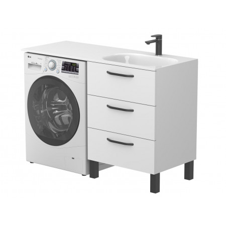 Тумба підлогова TESSA Біла з умивальником LAKE 1250 R Miraggio