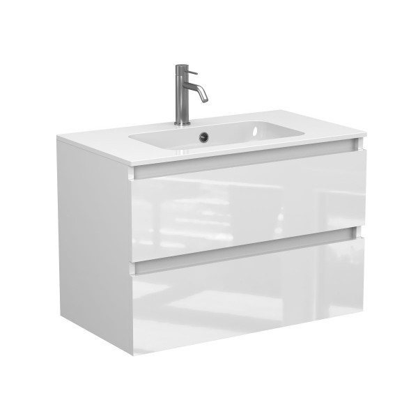 Тумба підвісна NATURA біла глянцева для умивальника DELLA 800 Miraggio