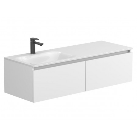 Тумба підвісна BASE Біла матова для умивальника JESSEL 1200 L Miraggio