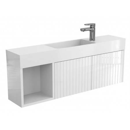 Тумба підвісна AURA біла глянцева для умивальника TONI 1050 Miraggio