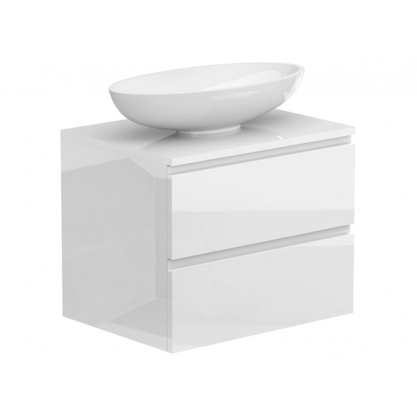 Тумба підвісна MONO 600 Біла глянцева з умивальником NICE Miraggio