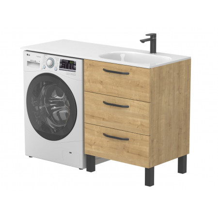 Тумба підлогова TESSA Дуб Гамільтон з умивальником LAKE 1250 R Miraggio