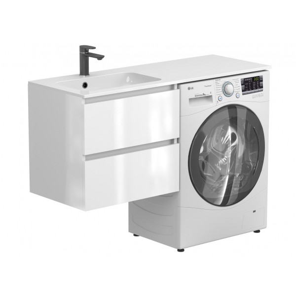 Тумба підвісна LUMO Біла глянцева для умивальника DELLA 1200 L Miraggio