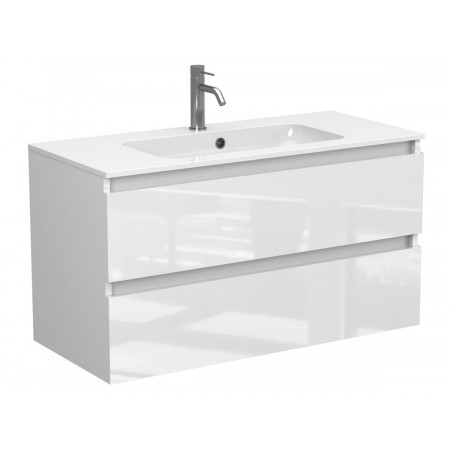 Тумба підвісна NATURA біла глянцева для умивальника DELLA 1000 Miraggio