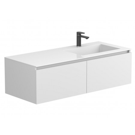 Тумба підвісна BASE Біла матова для умивальника ERICA 1200 R Miraggio