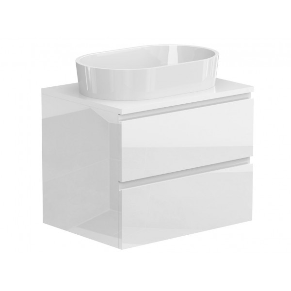 Тумба підвісна MONO 600 Біла глянцева з умивальником SORRENTO Miraggio