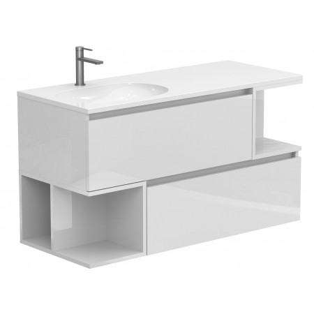 Тумба підвісна URBAN Біла глянцева з умивальником NEW YORK 1200 L Miraggio