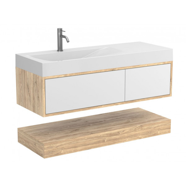 Тумба підвісна DUO Дуб Канзас для умивальника VIOLA 1200 L Miraggio