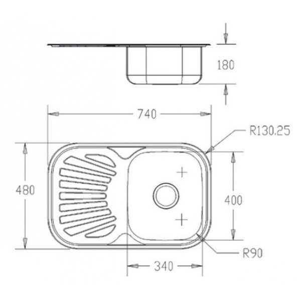 Кухонная мойка Fabiano 74x48 микродек. (0,80) 8211.401.0341