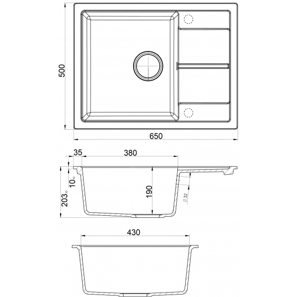 Кухонная мойка Fabiano Cubix 65x50 Grey Metallic 8221.201.0970