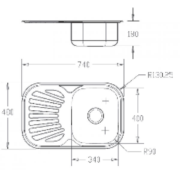 Кухонная мойка Fabiano BR 74x48 матовая 304 8213.401.1 013