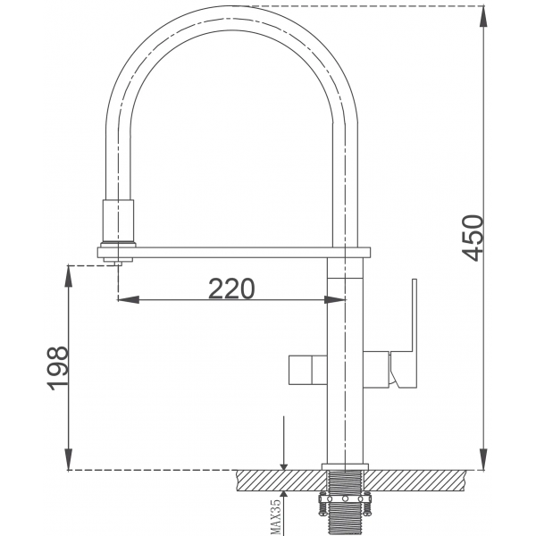 Смеситель кухонный Fabiano FKM 3120 Inox 8231.403.1118