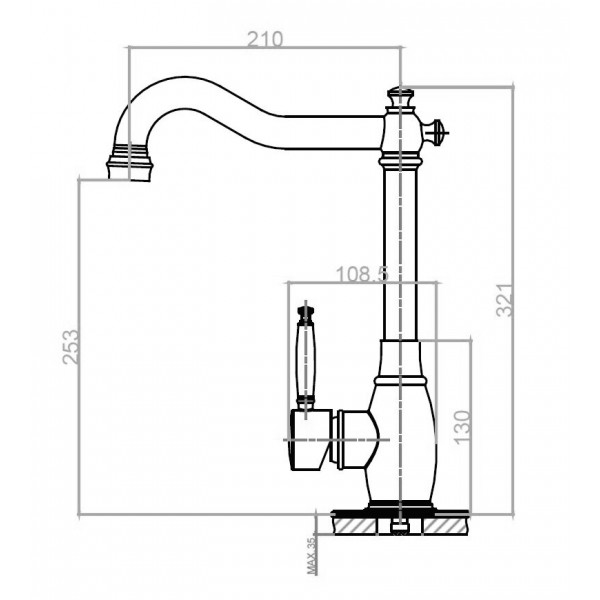 Змішувач кухонний Fabiano FKM 44 SS Inox 8232.402.0145