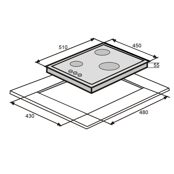 Газовая варочная панель Fabiano FHG 4535 VGHT Inox 8112.406.1 032