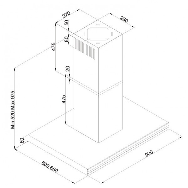Вытяжка Fabiano Linea Isola Inox Silence+ 8108.504.0065