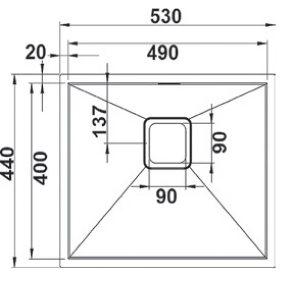 Кухонная мойка Fabiano Quadro 53 Nano Gold R10 (53x44) 1,20 мм 8216.401.1070