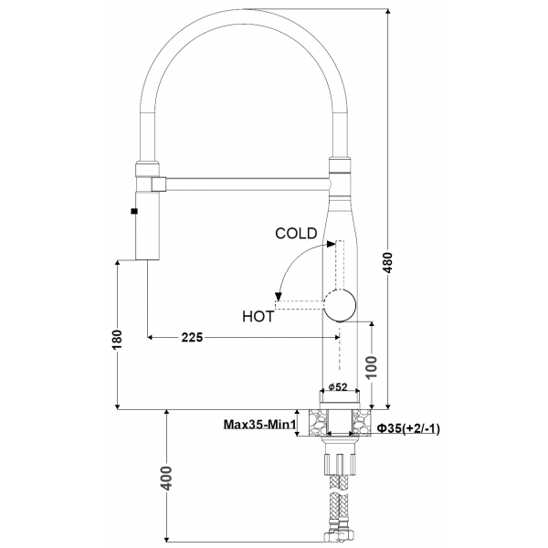 Кухонный смеситель Fabiano FKM 70 Black Steel 8232.403.1542