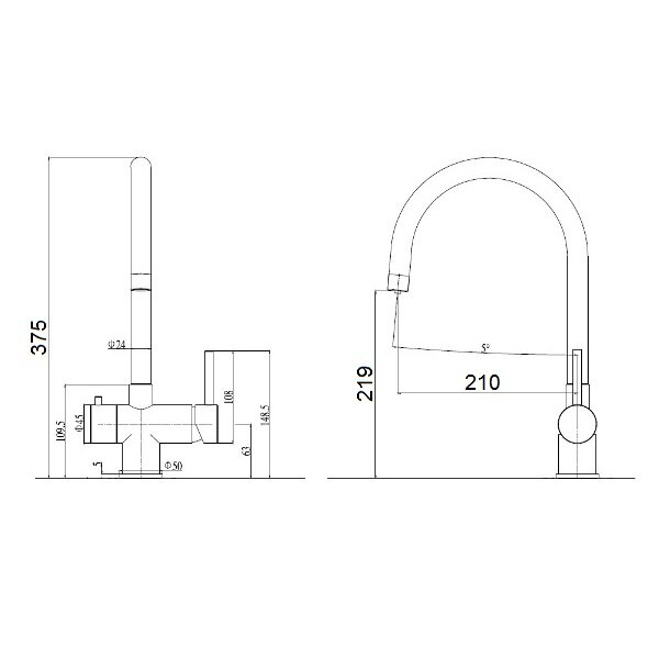 Смеситель кухонный Fabiano FKM 31.5 SS Inox 8231.401.0226