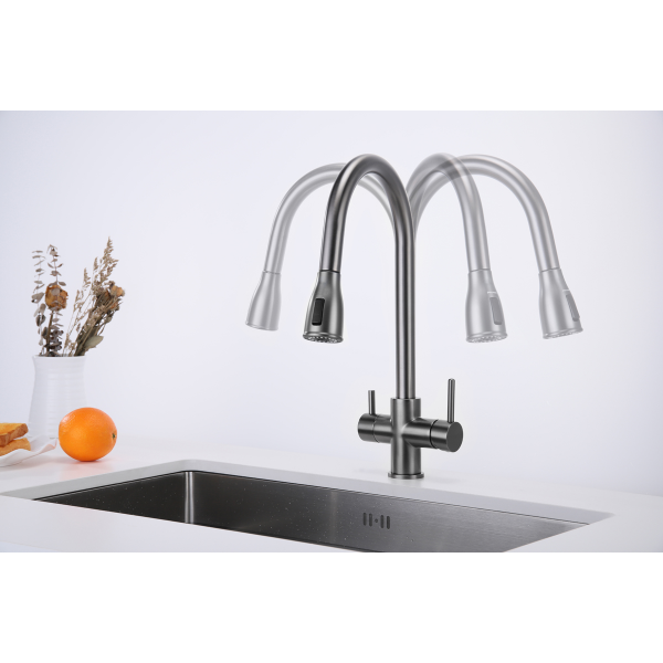 Смеситель кухонный Fabiano FKM 3122 Black Steel 8231.403.1150