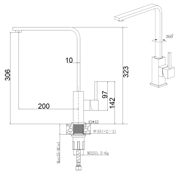 Кухонный смеситель Fabiano FKM 52 SS Nano Gold 8232.401.1141