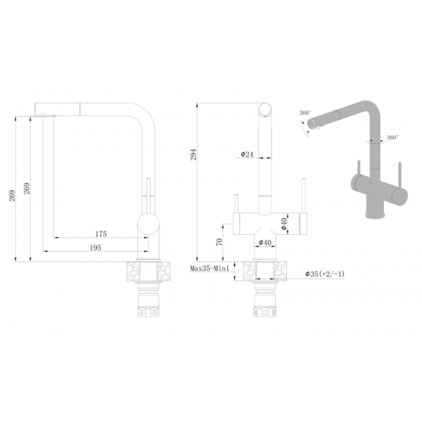 Смеситель кухонный Fabiano FKM 31.14 SS Inox 8231.401.0711