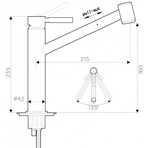 Змішувач кухонний Fabiano FKM 66P Inox 8232.403.0884
