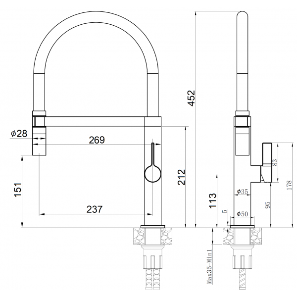 Кухонный смеситель Fabiano FKM 68P SS Inox 8232.401.1 020