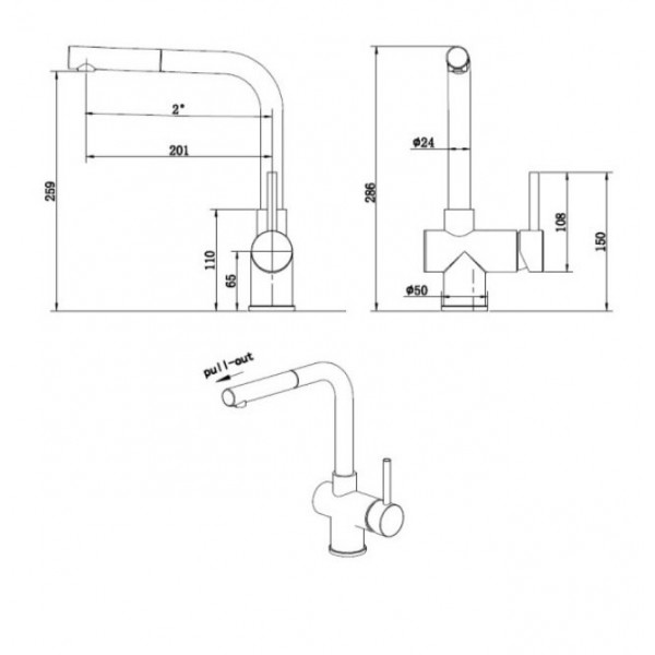 Смеситель кухонный Fabiano FKM 46P SS Inox 8232.401.0193