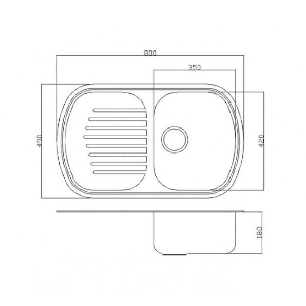 Кухонная мойка Fabiano 80x49 микродек. (0,80) 8211.401.0419