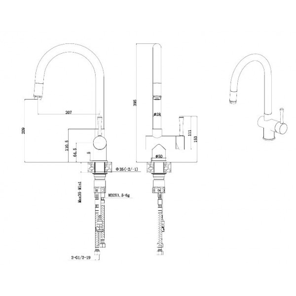 Смеситель кухонный Fabiano FKM 47P SS Inox 8232.401.0239