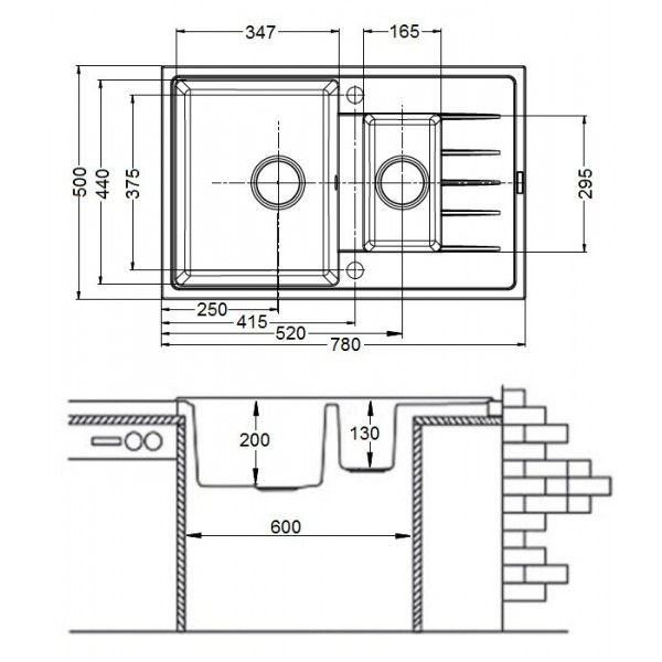 Кухонная мойка Fabiano Classic 78x50x15 Grey Metallic 8221.201.0069