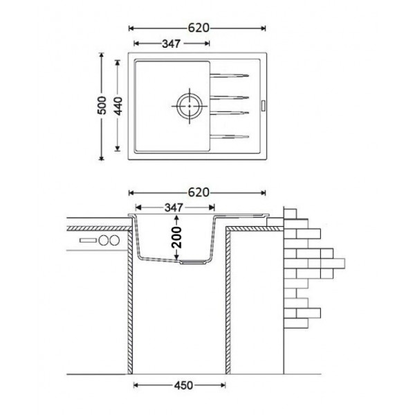 Кухонная мойка Fabiano Classic 62x50 Beton 8221.201.0679