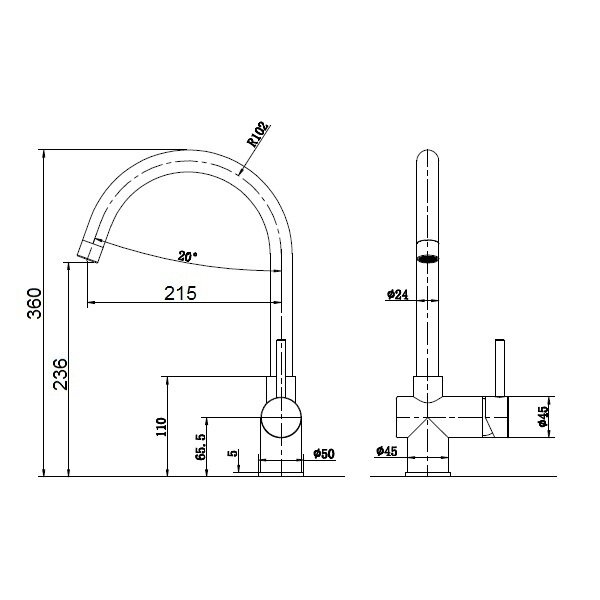 Смеситель кухонный Fabiano FKM 39 SS Inox 8232.401.0192