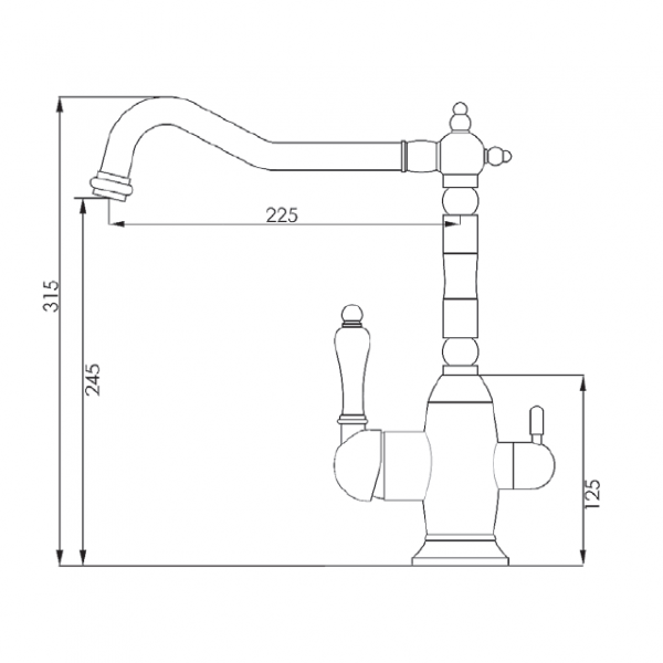 Кухонный смеситель Fabiano FKM 31.4 Inox Antique 8231.403.0328