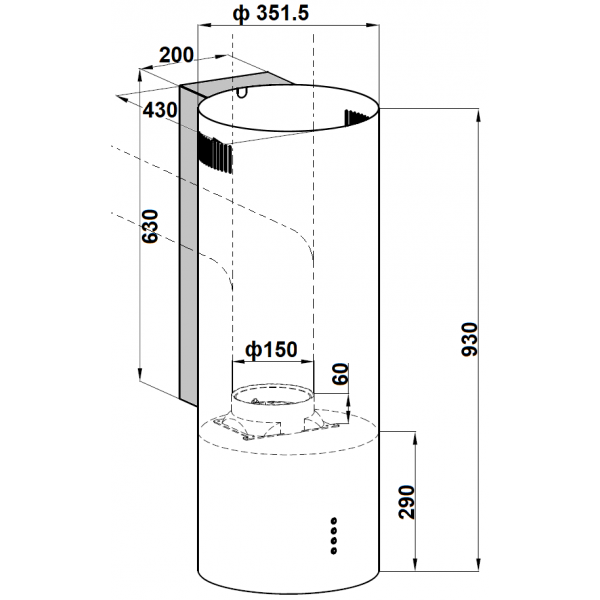 Вытяжка Fabiano Cylindra 35 Silent Black 8105.402.1644