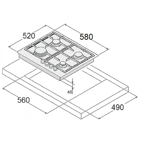 Газовая варочная панель Fabiano FHG 2844 VGHT White Glass 8112.507.1112