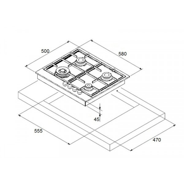 Газовая варочная панель Fabiano FHG 2644 VGHT Inox 8112.405.0259